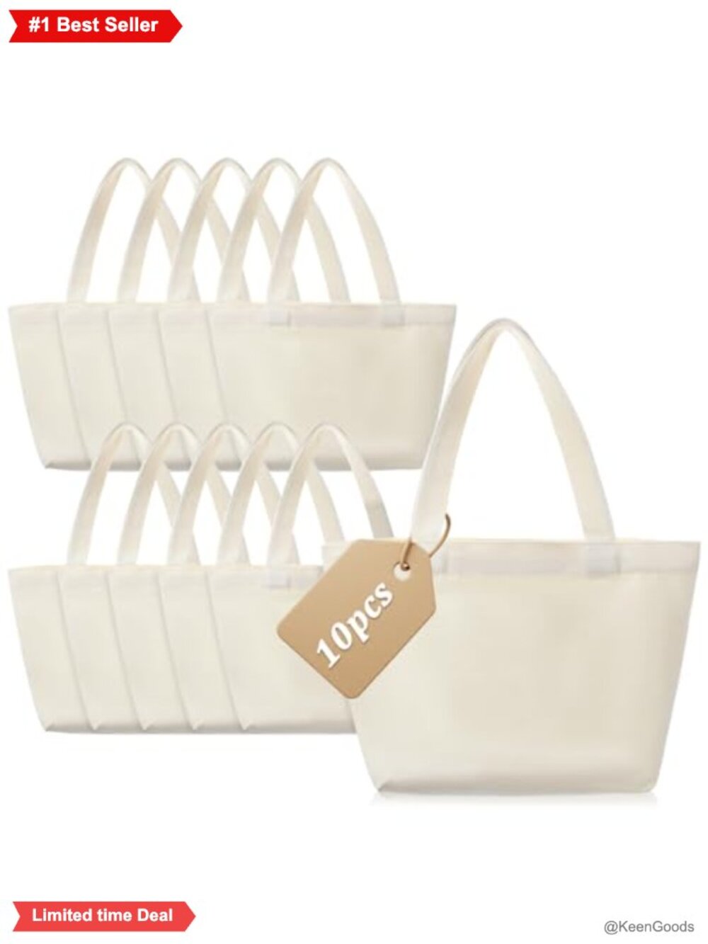 10 Pack Mini Canvas Tote Bags DIY Craft Blank Reusable Tote